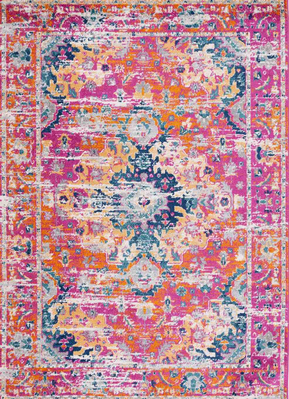 SAFAVIEH Madison Collection Area Rug - 5'3" x 7'6", Fuchsia & Gold, Boho Chic Medallion Design, Non-Shedding & Easy Care, Ideal for High Traffic Areas in Living Room, Bedroom (MAD154R)
