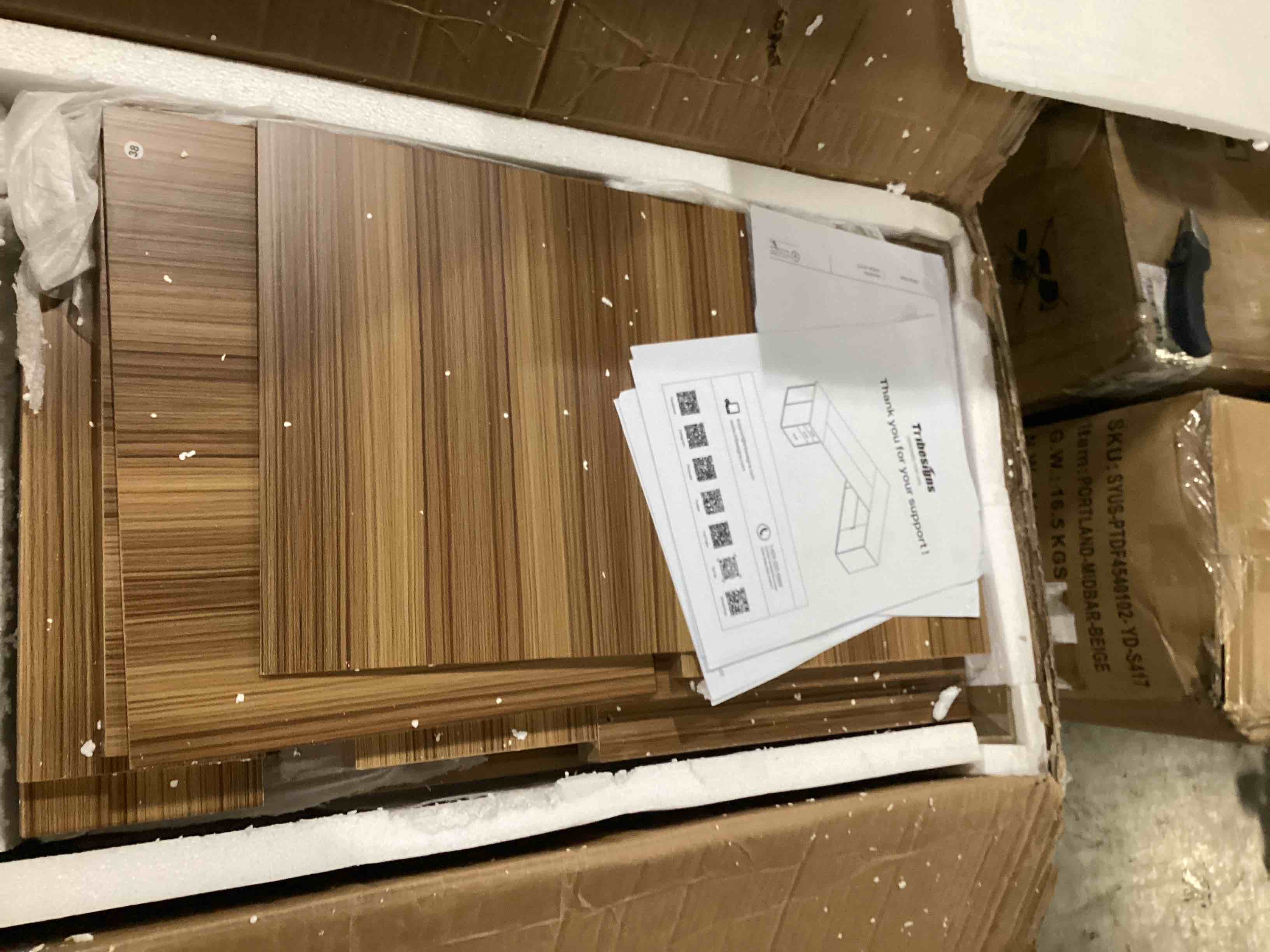 Condition photo showing Good Condition for INCOMPLETE **85.8" L-Shaped Executive Desk with File Cabinet