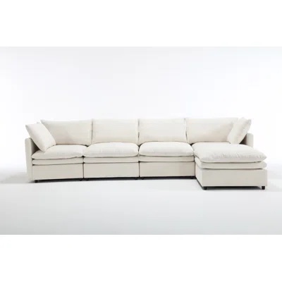 ( Incomplete, Box 3/3 ) Modern U-Shaped Sectional Sofa ,5-Seat Sofa ,Sleeper Sofa Couch With Chaise Lounge For Living Room,Apartment,Upholstered,Polyester,New Upgrade