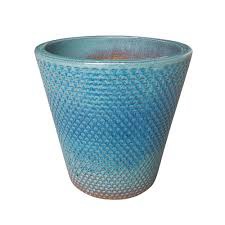 11.8 inch ceramic Peyton planter in blue Patina