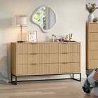   54"w fluted design 6-drawer dresser organizer,wood chest of drawers