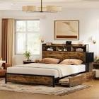 antioch bed frame with 2 underbed drawers & 2 bedside drawers, modern bed with charging station & led light