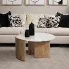 Luiza Mango Wood and Marble Coffee Table with Sculptural Base