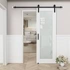 (incomplete)Frosted Glass and Manufactured Wood White Sliding Barn Door with Installation Hardware Kit(No Assembly Required)