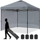 10x10 Ft  Pop Up Canopy Tent With 2 Sidewalls, Waterproof Sun Shade Tent For Commercial Events, Markets, And Backyard Gatherings