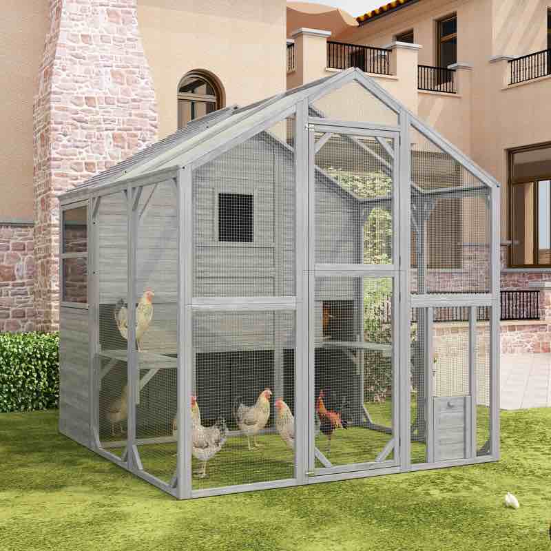 Erminio 33.53 Square Feet Chicken Coop with Chicken Run For Up To 6 Chickens