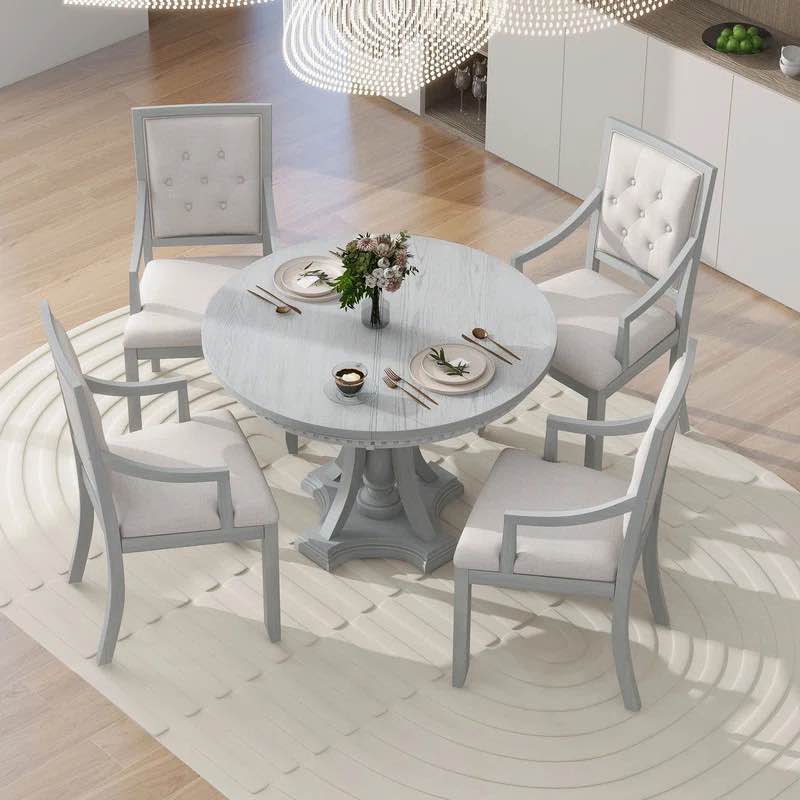 INCOMPLETE **Bowlds Retro 5-piece Dining Set Extendable Round Table and 4 Chairs