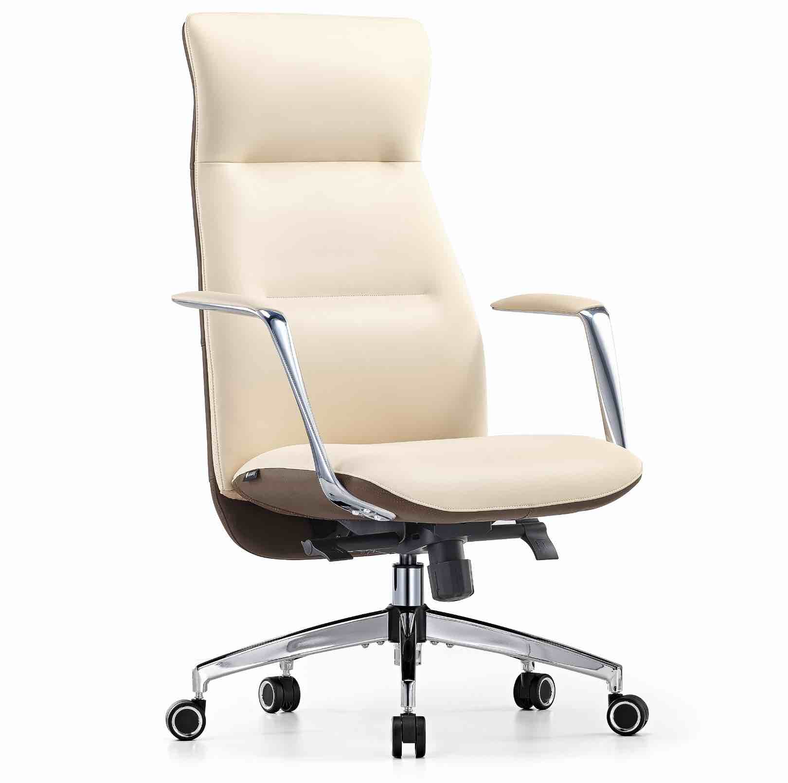EUREKA ERGONOMIC Executive Office Chair, Leather Office Chair White High Back with Lumbar Support, Comfy Ergonomic Executive Chair 360°Swivel with Wheels for Home Conference Room