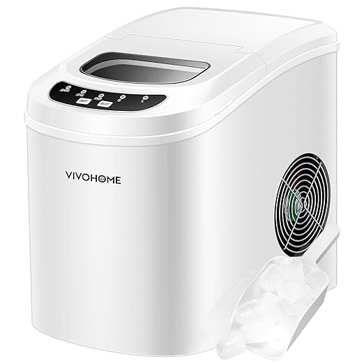 vivohome countertop ice maker 26lbs/day 9 ice cubes in 6 mins ice maker machine with hand scoop and self cleaning ice cube maker red