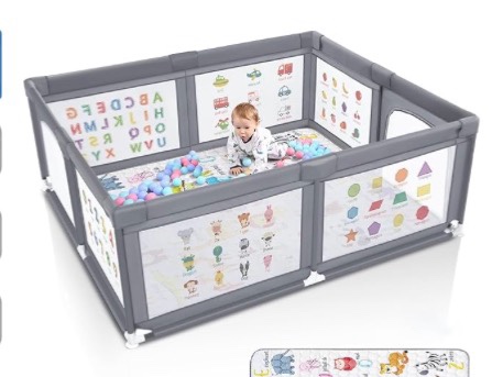 premium baby playpen with mat, 71x60 inches extra large playpen for babies and toddlers, indoor & outdoor activity center, safety baby play pen with gate prints