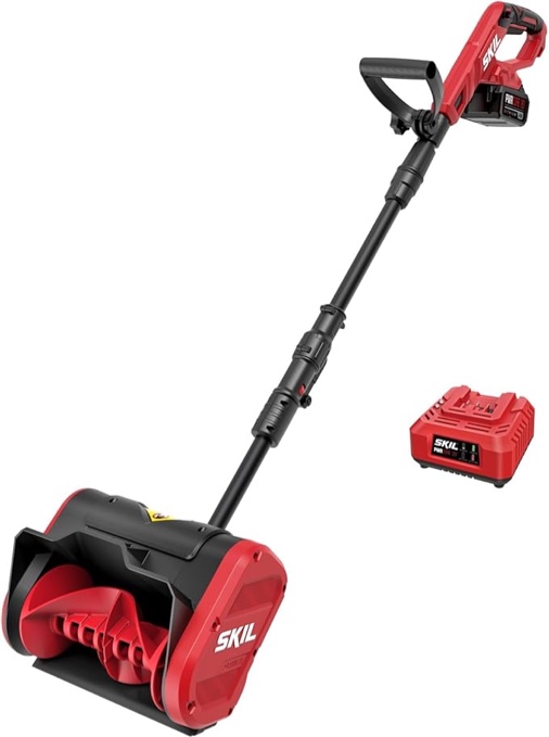 skil pwr core 20 10" snow shovel kit, 20-volt 4.0ah battery and 60w charger included - sns1000b-13