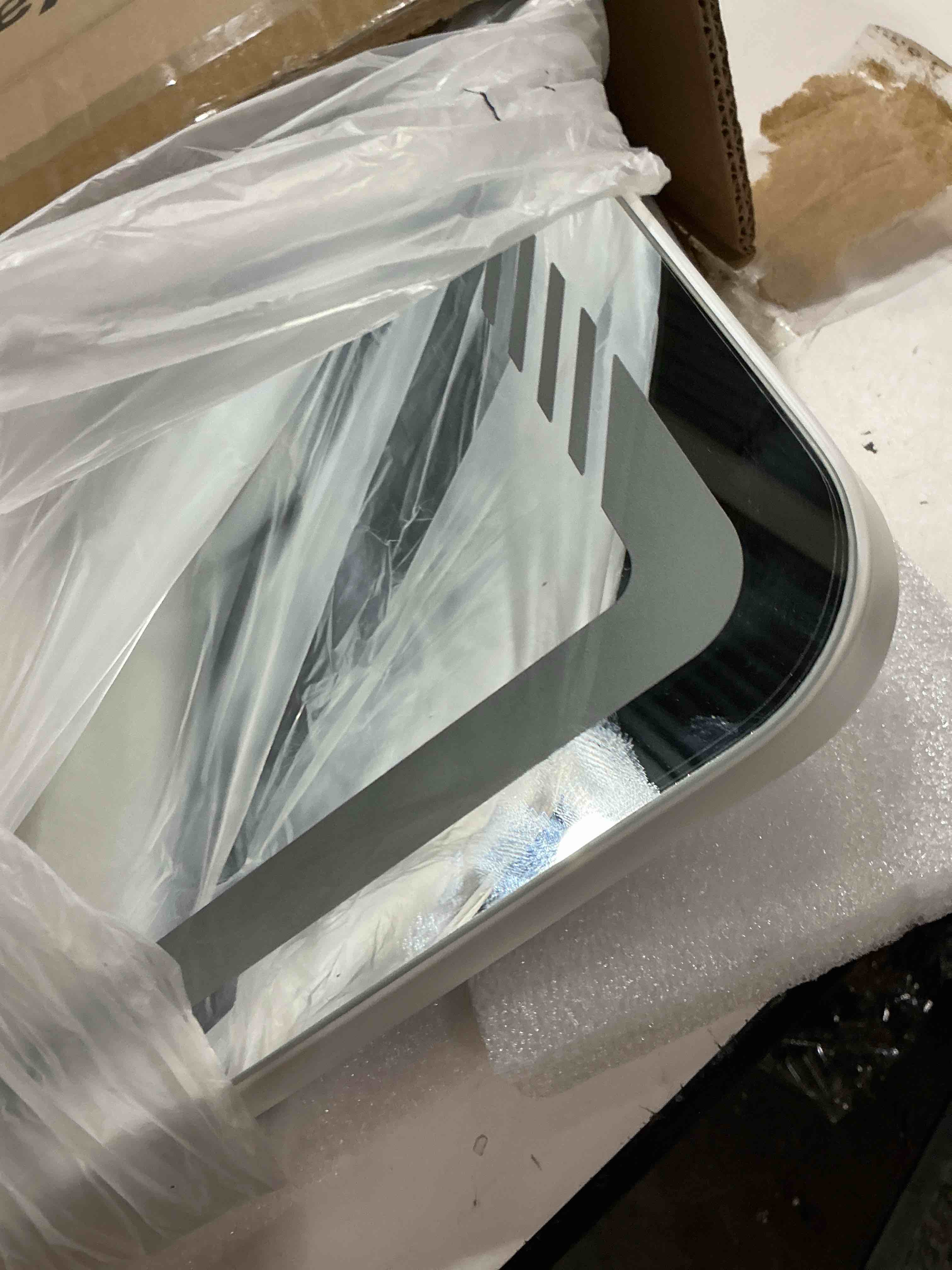 Condition photo showing As Is for Kcavvi Vanity Mirror with Lights, Height-Adjustable & 360° Rotation, 1/10X Magnification, Three Color Lighting Modes, Makeup Mirror Smart Touch Control, Large Vanity Desk Mirror (17.5in,White) 17.5"L x 15.5"W