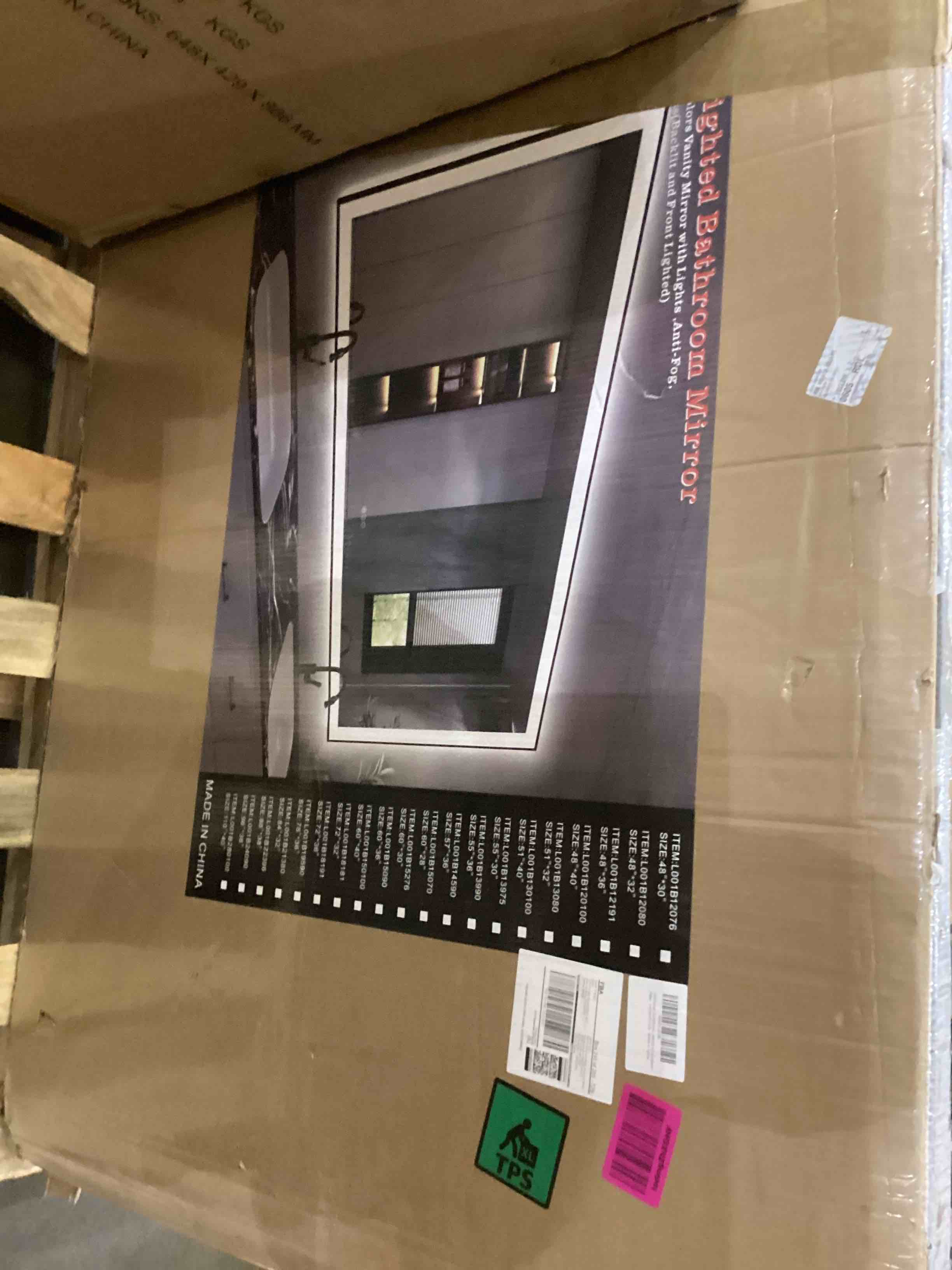 Condition photo showing As Is for ISKM Framed LED Mirror for Bathroom 72"x40", Dimmable LED Bathroom Mirror with Lights, Anti-Fog, Front and Backlit Lighted Mirror 3-Colors, Shatterproof, Memory Function Front and Backlit With Frame 72"L x 40"W