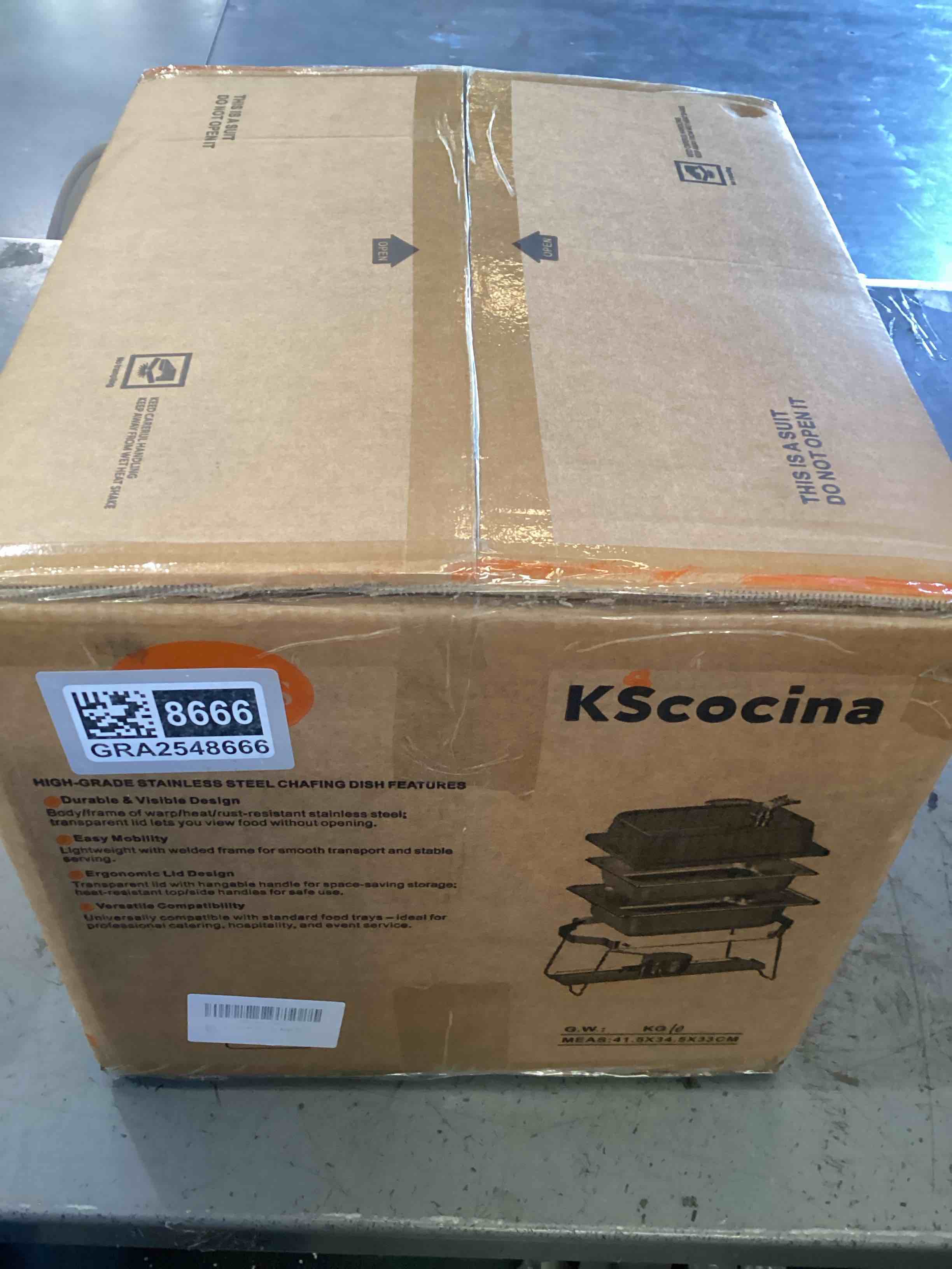 Condition photo showing Good Condition for Chafing Dishes for Buffet, 4 Pack 5QT Square Stainless Steel Chafing Dish Set for Home Parties, Christmas Gatherings, Catering Events Complete Buffet Warmer Set (Blue)