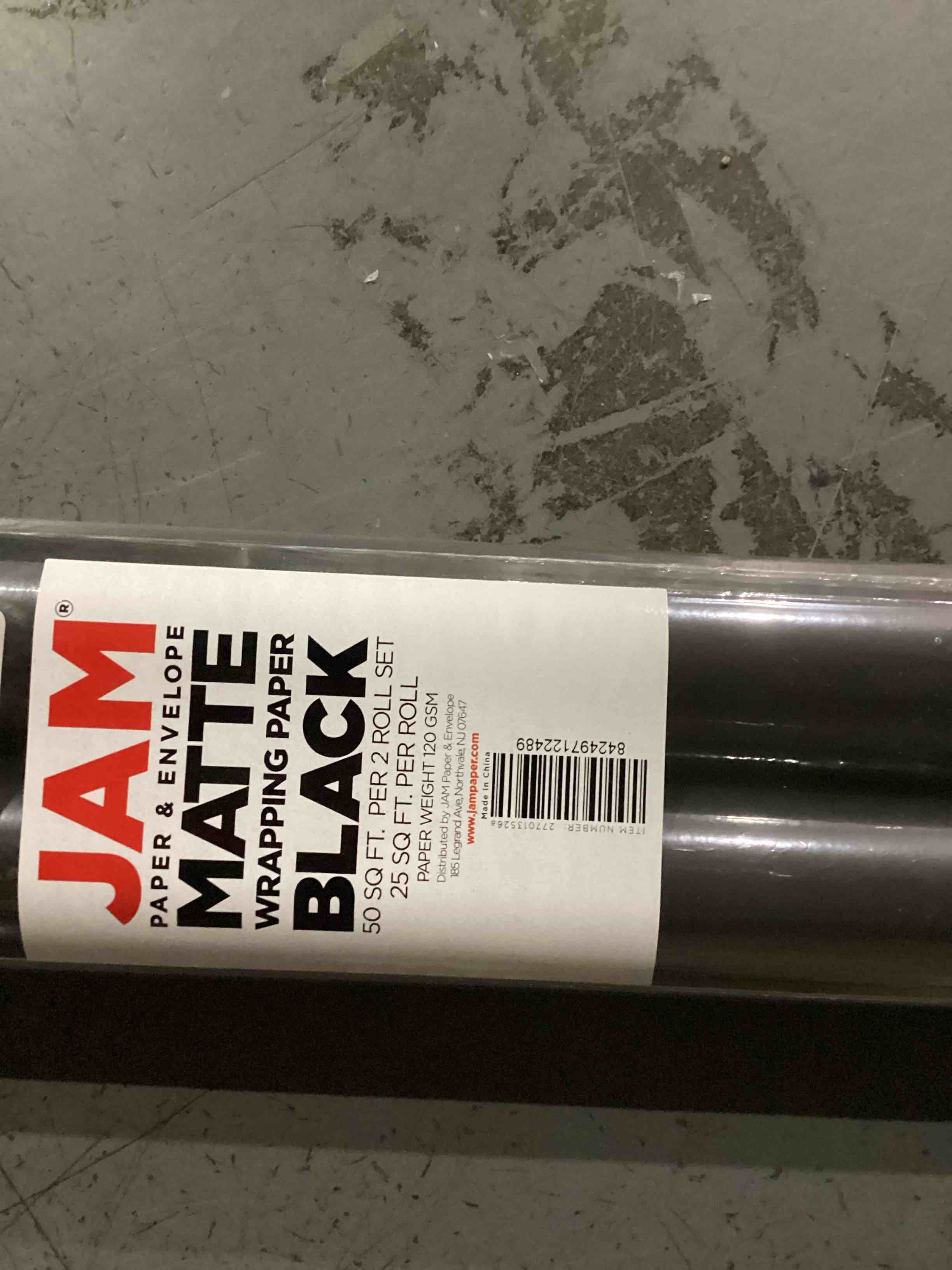 JAM Paper Gift Wrap - Matte Wrapping Paper - 50 Sq Ft Total (30 in x 10 Ft Each) - Matte Black - 2 R