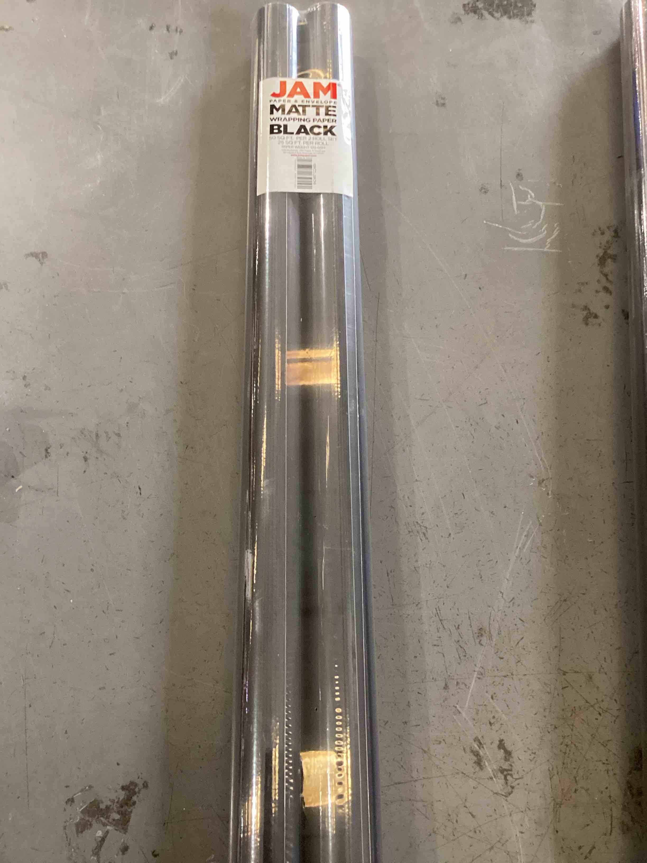 JAM Paper Gift Wrap - Matte Wrapping Paper - 50 Sq Ft Total (30 in x 10 Ft Each) - Matte Black - 2 R