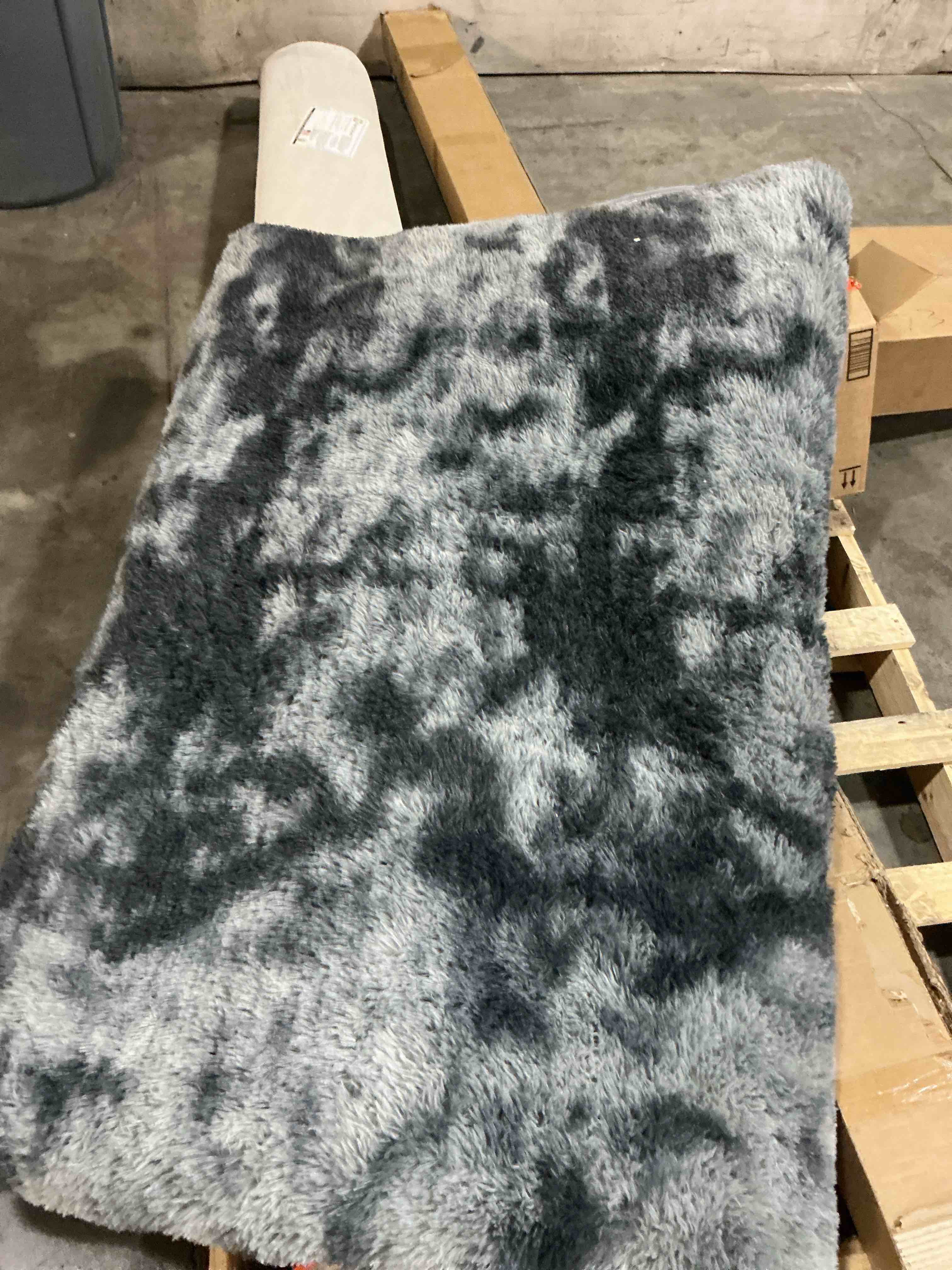 Condition photo showing As Is for Area Rugs 9x12 Living Room, Machine Washable Dark Grey Shag Rugs for Bedroom, Extra Large Thick Gray Fluffy Nursery Carpet Boys Girls Dorm Pastel Rugs for Kids Room Home Decor