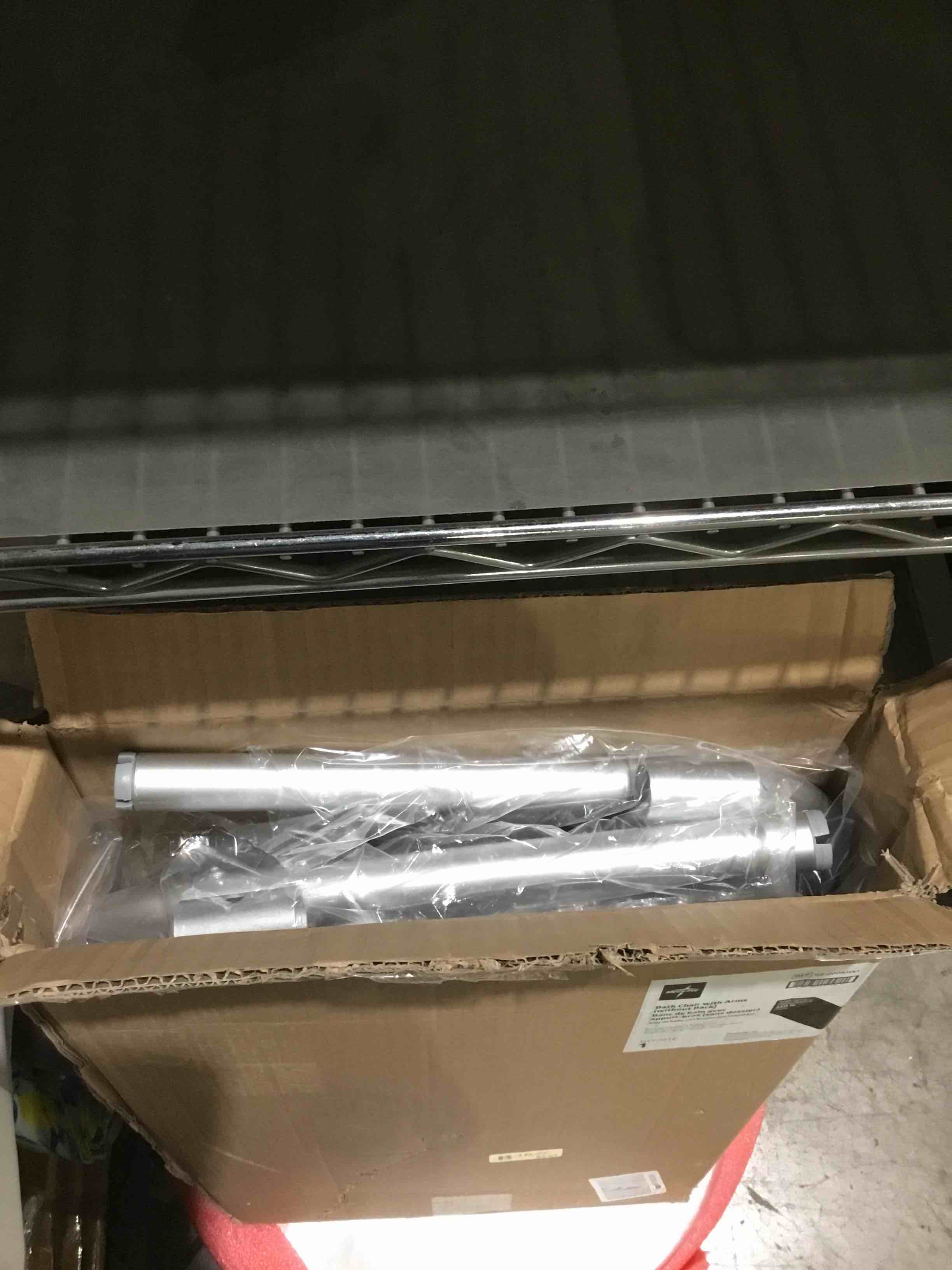 Condition photo showing Good Condition for Medline Bath Bench with Padded Armrests  Height Adjustable Shower Seat  350 lb. Weight Capacity  Gray