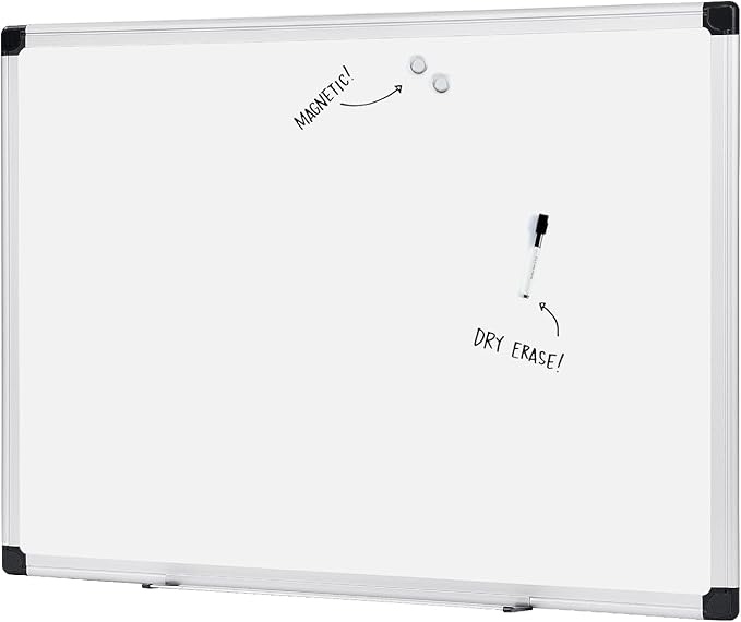 Amazon Basics Magnetic Whiteboard/Dry Erase Board, 36 x 48-inch, Aluminum Frame, Silver/White
