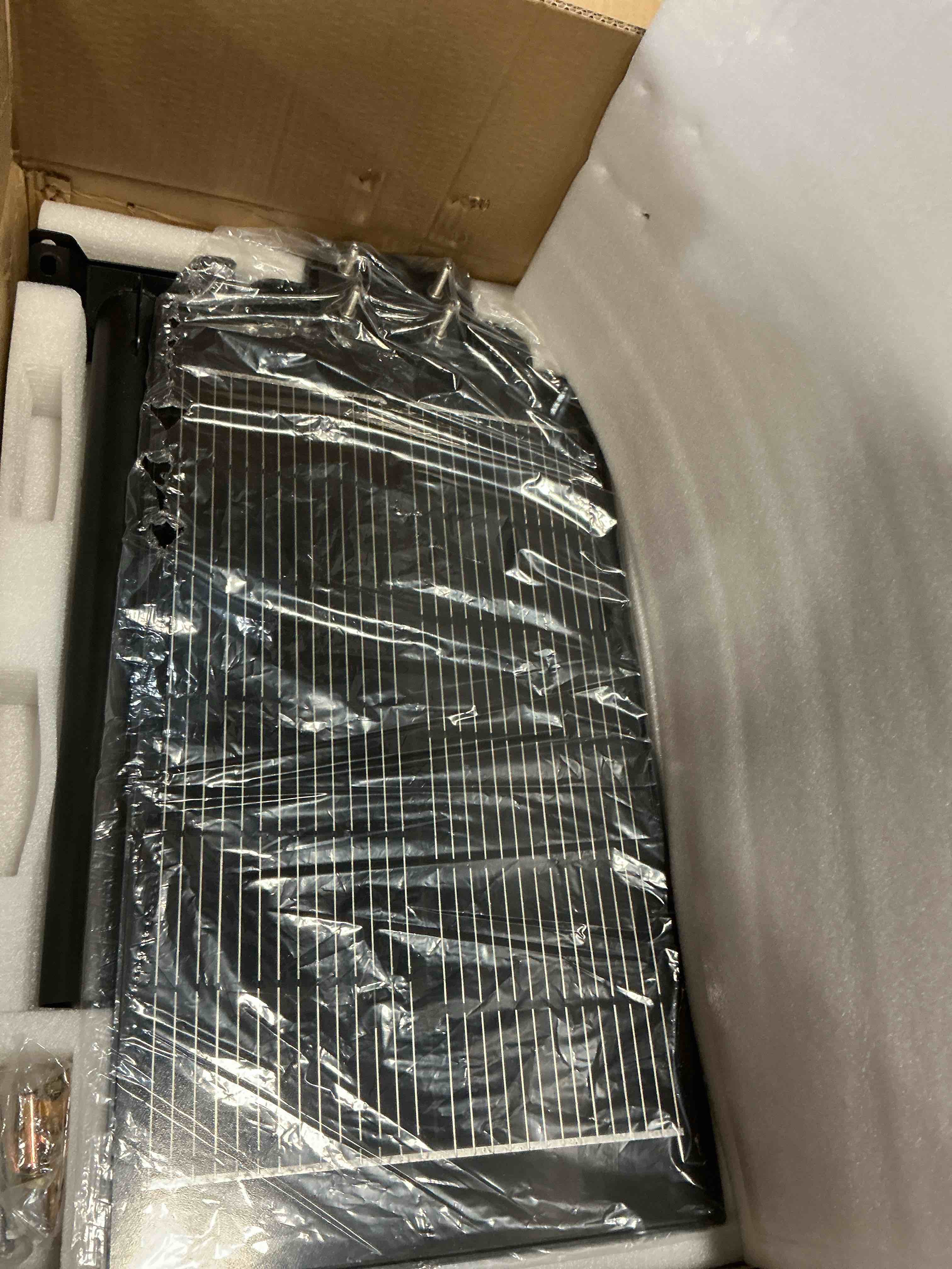 Condition photo showing Good Condition for 8000W Solar Street Lights Outdoor: Commercial Solar Parking Lot Lights with Motion Sensor and Remote Control, IP66 Waterproof, Wide Angle Dusk to Dawn Outdoor Lighting, Large Dimension, 2 Pack