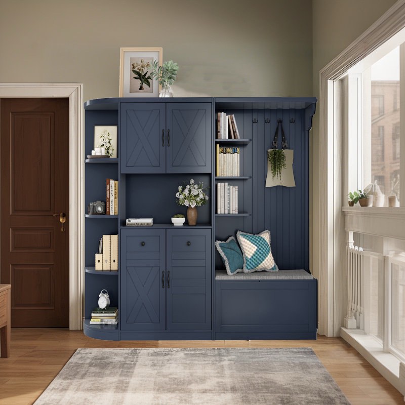 Allen Hall Tree with Storage Cabinet & 4 Hooks