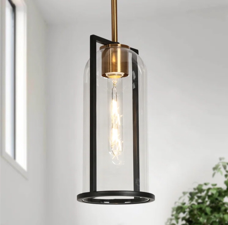 Sandrell 1 - Light 6 inches Gold/Black Mini Pendant