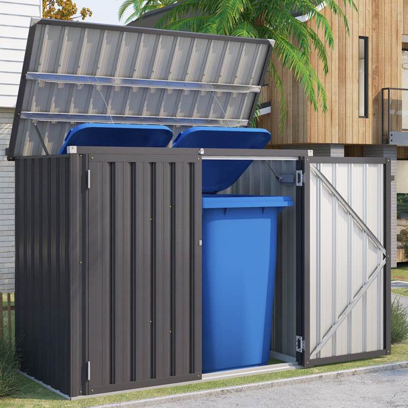 (incomplete)5 Ft. W X 3 Ft. D Metal Horizontal Garbage Shed