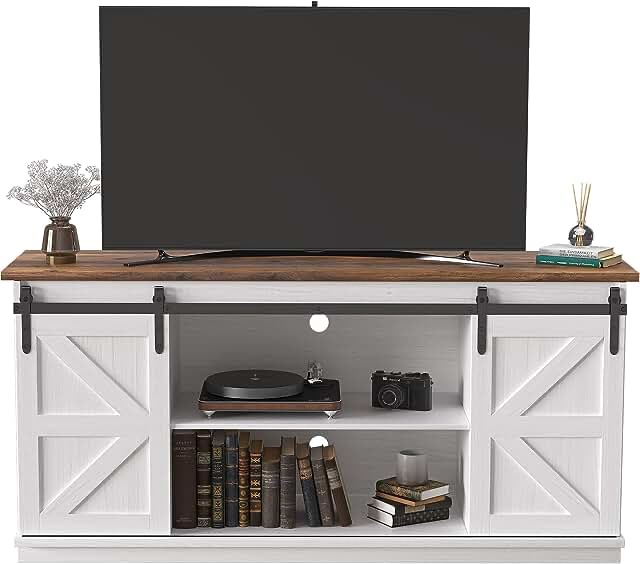 Tv Stand For Televisions 65" With Sliding Barn Doors