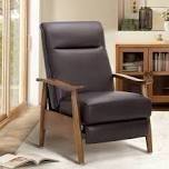 walnut leather push back recliner 