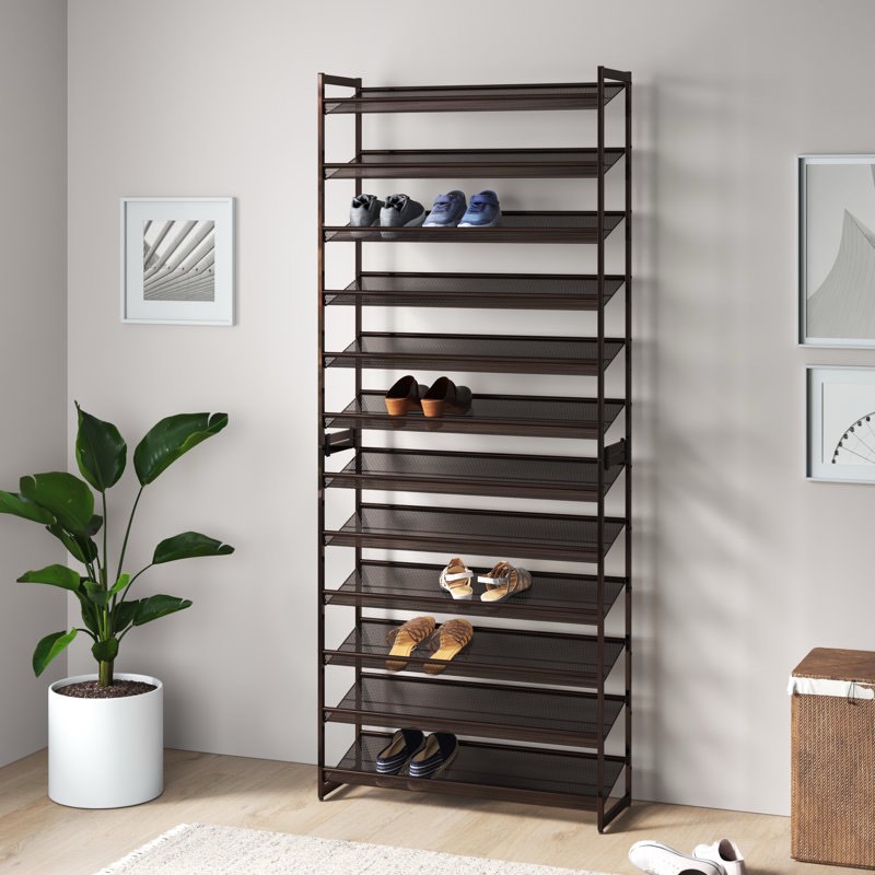 Abbi 48 - 60 Pair Stackable Shoe Rack, with Adjustable Flat or Angh