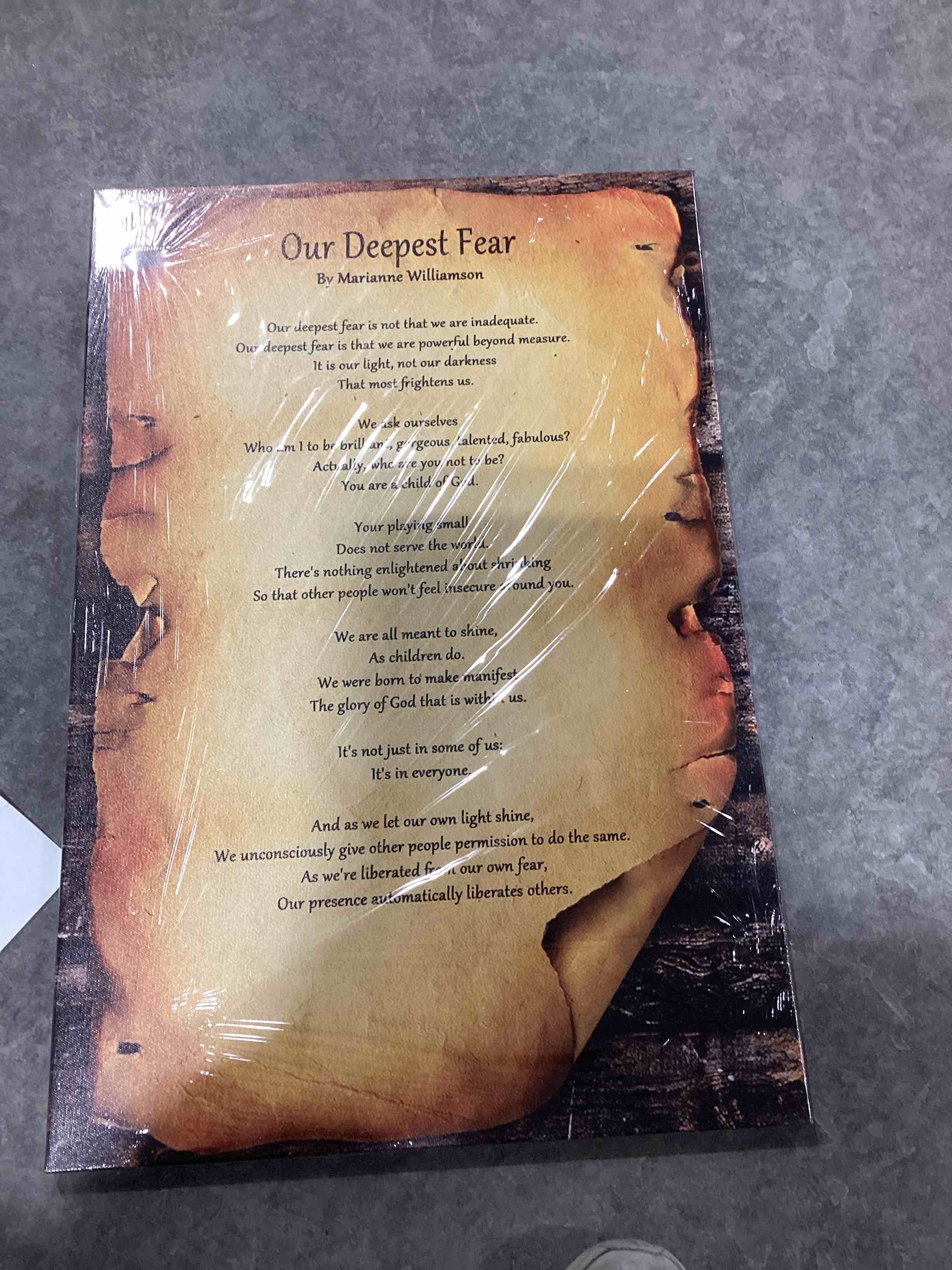 Condition photo showing New/Like New for Our Deepest Fear Quote Wall Art Framed Inspirational Posters Vintage Poem Wall Art Modern Pictures Prints (16x24in,Framed) 24"L x 16"W Framed