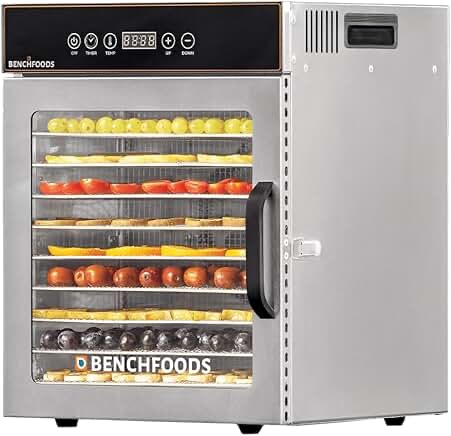 HOPERAN Food Dehydrator Machine with 12 Stainless Steel Trays – Digital Timer & Adjustable Temp Control for Jerky, Herbs, Fruits | Overheat Protection, BPA-Free, Includes Recipe Book 12 Trays Silver