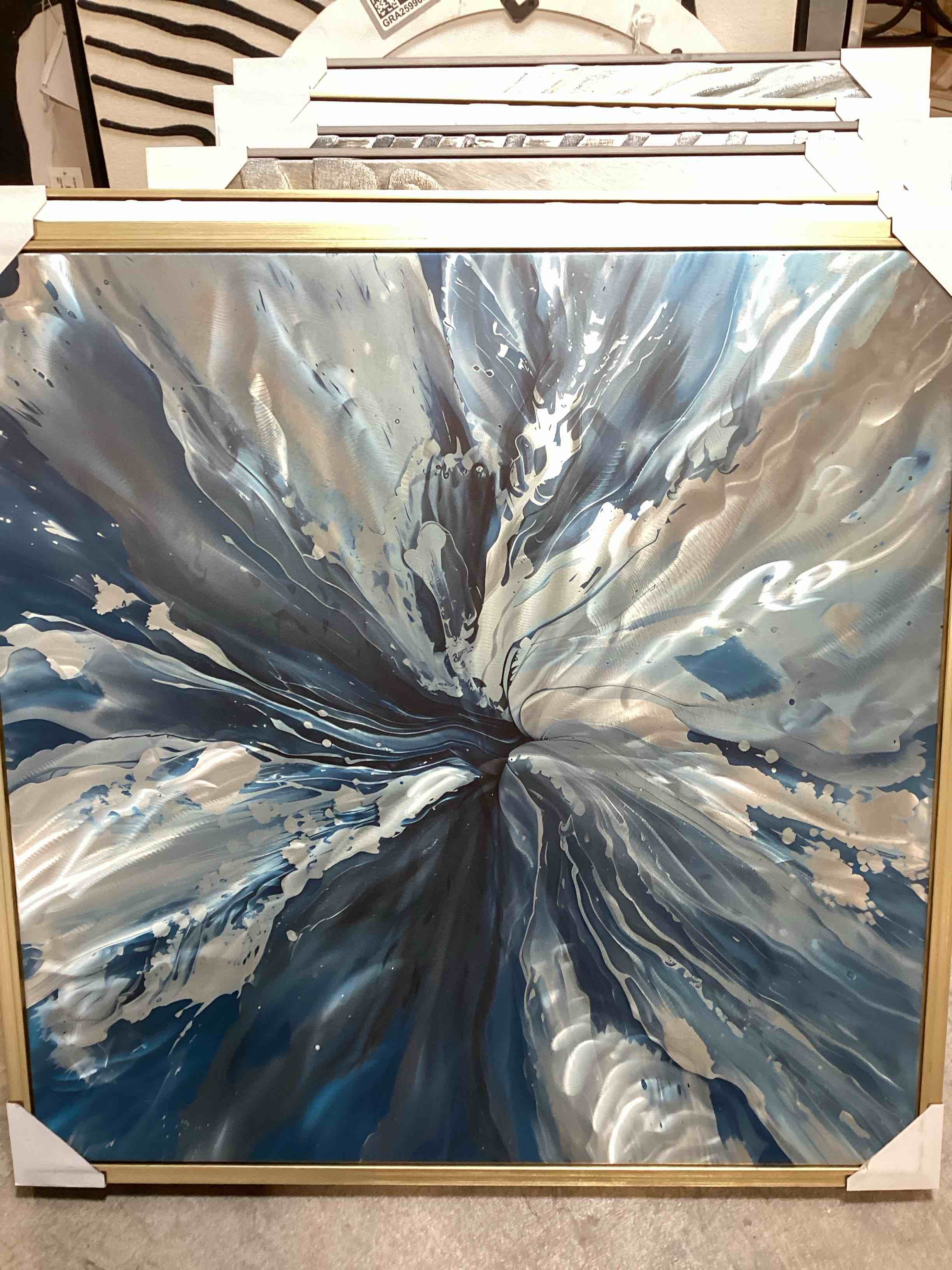 Abstract Blue Splash Canvas Painting 