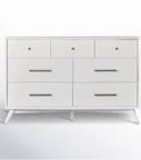 Soft Off-White 7-Drawer Vanity Dresser - Full-Assembled Mid-Century Modern Design