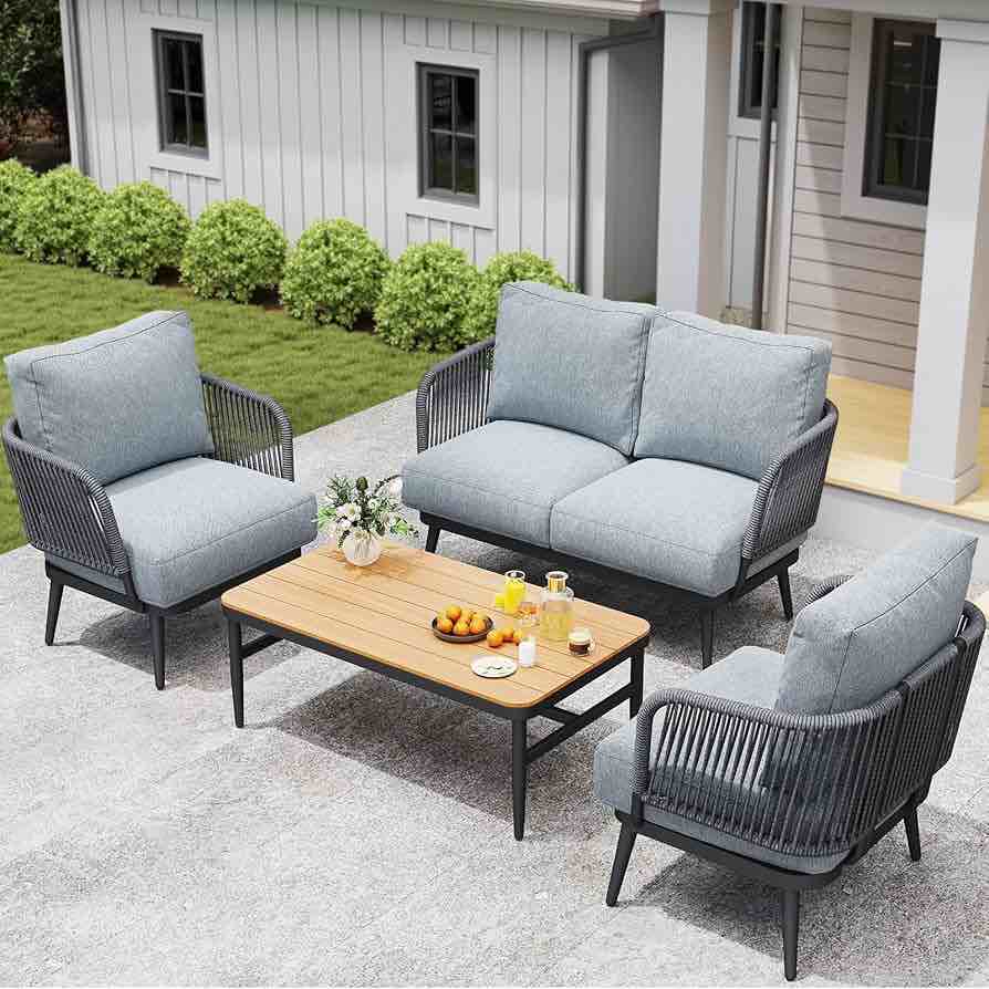 rope patio furniture set 5 seats Model Y-JOC-C-0834