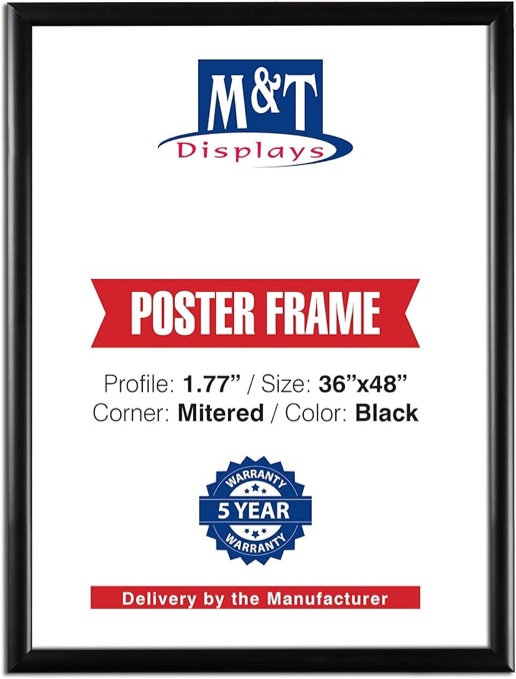 LaVie Home 36x48 Picture Frame for Wall Display, 36x48 Black Picture Frame with HD Plexiglas, 36 x 4
