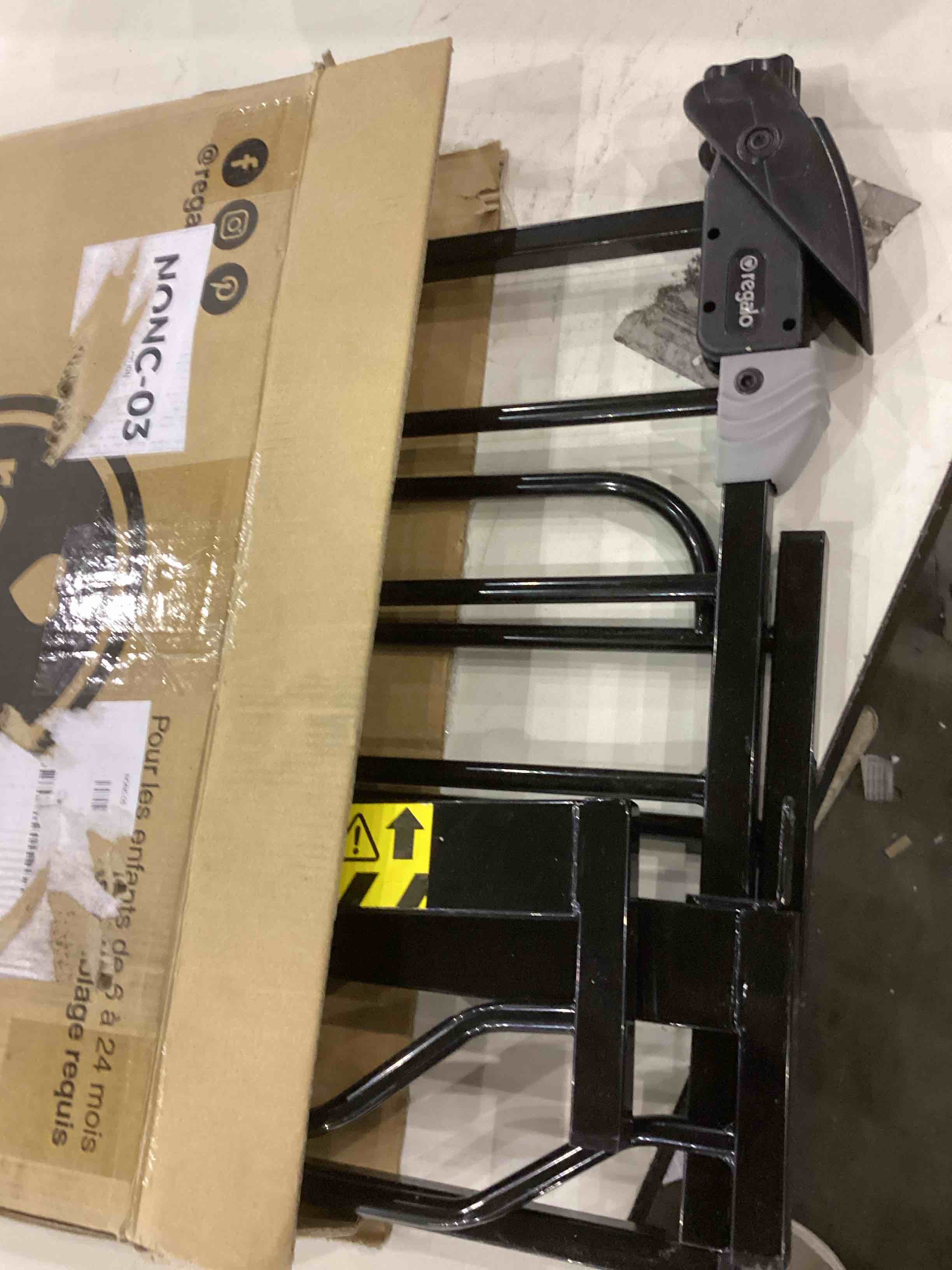 Condition photo showing As Is for Regalo Easy Step 38.5-Inch Wide Walk Thru Baby Gate, Includes 6-Inch Extension Kit, Pressure Mount Kit, Wall Cups, Black Black 29-38.5"W x 30"H
