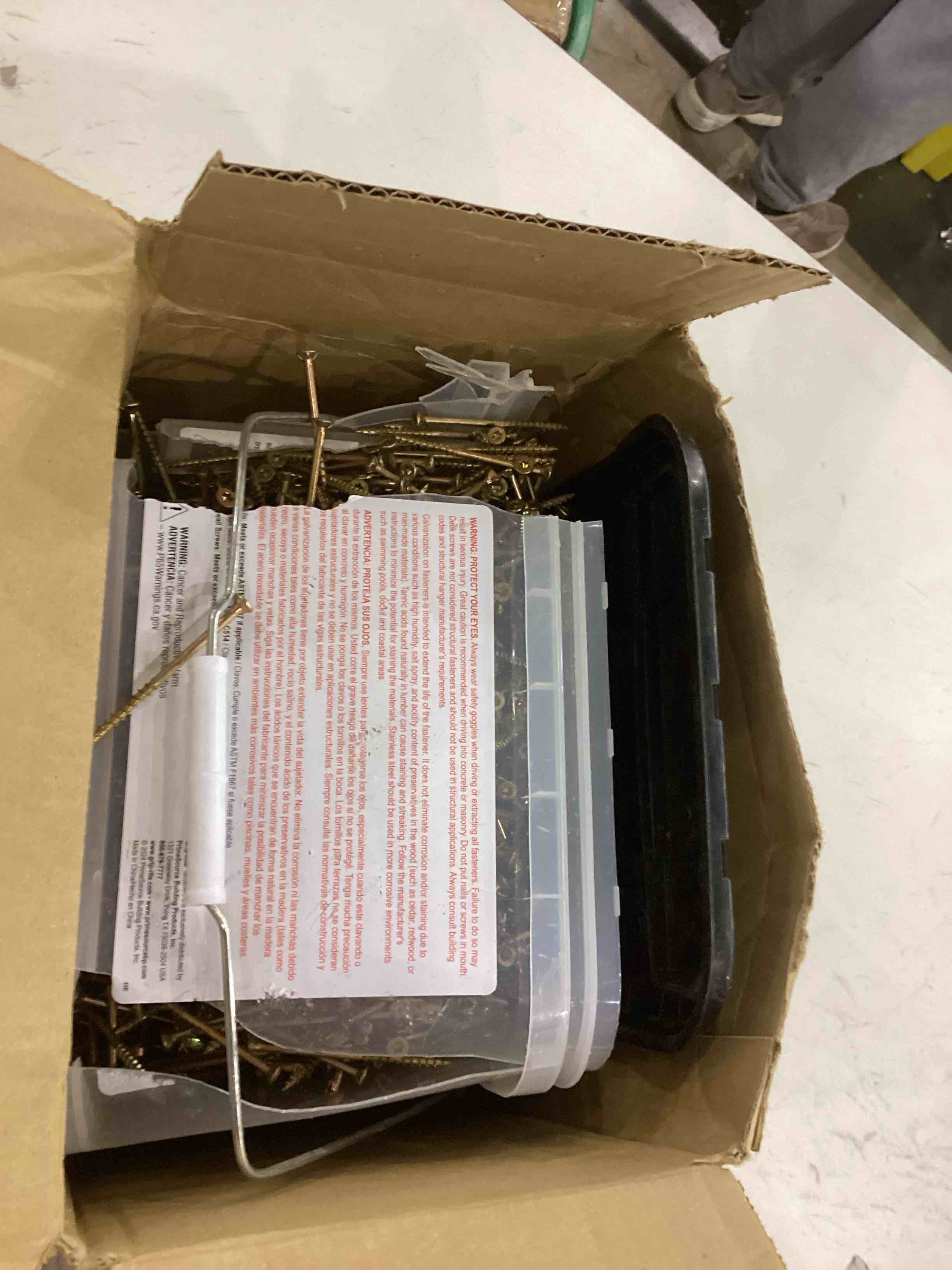 Condition photo showing As Is for Grip-Rite 3GCS25BK, #9 x 3 Gold Construction Screws T25, 25 lb Bucket, High-Performance