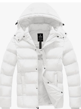 wantdo men's hooded winter coat warm puffer jacket thicken cotton coat with removable hood