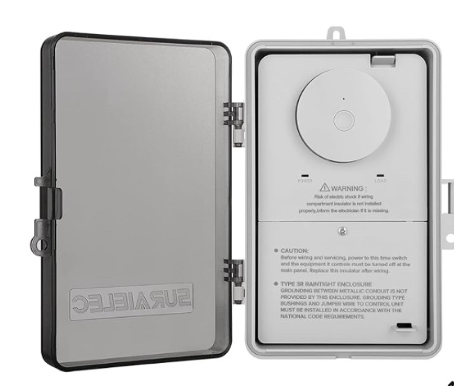 suraielec wifi pool timer, outdoor indoor smart switch, 40 amp, 2hp, 120, 240, 277 vac, heavy duty pool controller light timer box for pool pump, water heater, spa, powerful electrical appliances