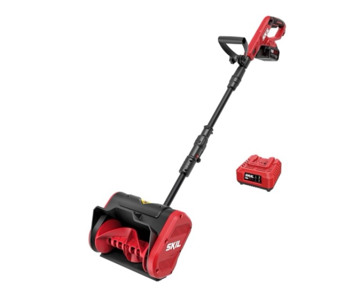 skil pwr core 20 10" snow shovel kit, 20-volt 4.0ah battery and 60w charger included - sns1000b-13