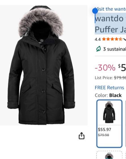 wantdo womens winter insulated puffer jacket