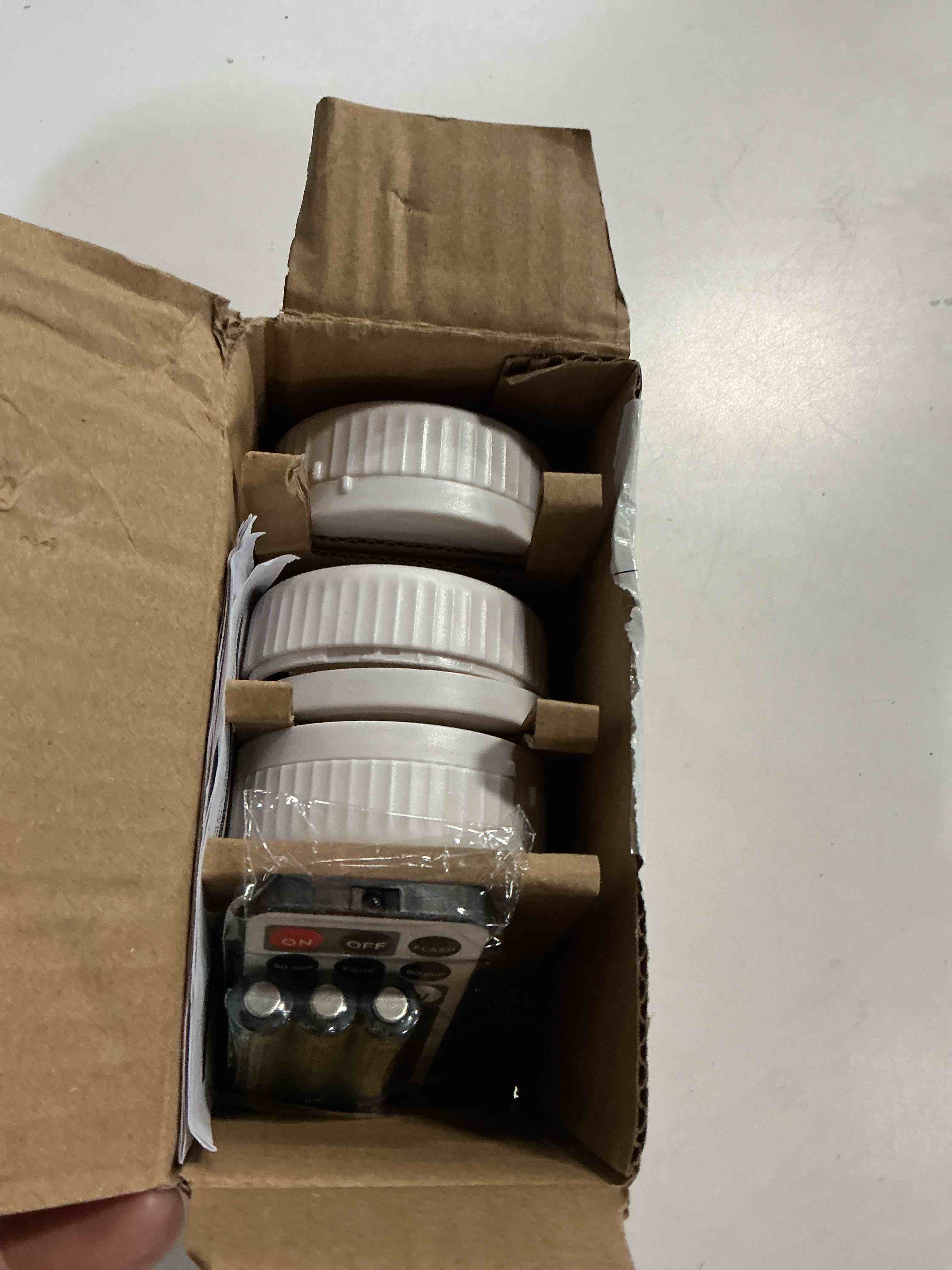 Condition photo showing As Is for EverBrite Tap Light, Push Light, LED Puck Lights with 12 RGB Colors, Wireless Touch Light Under Cabinet, 80 Lumens Night Light for Closet, Bedroom, Wall, Classroom, 9 AAA Batteries Included, 3-Pack 3 Round Tap Light