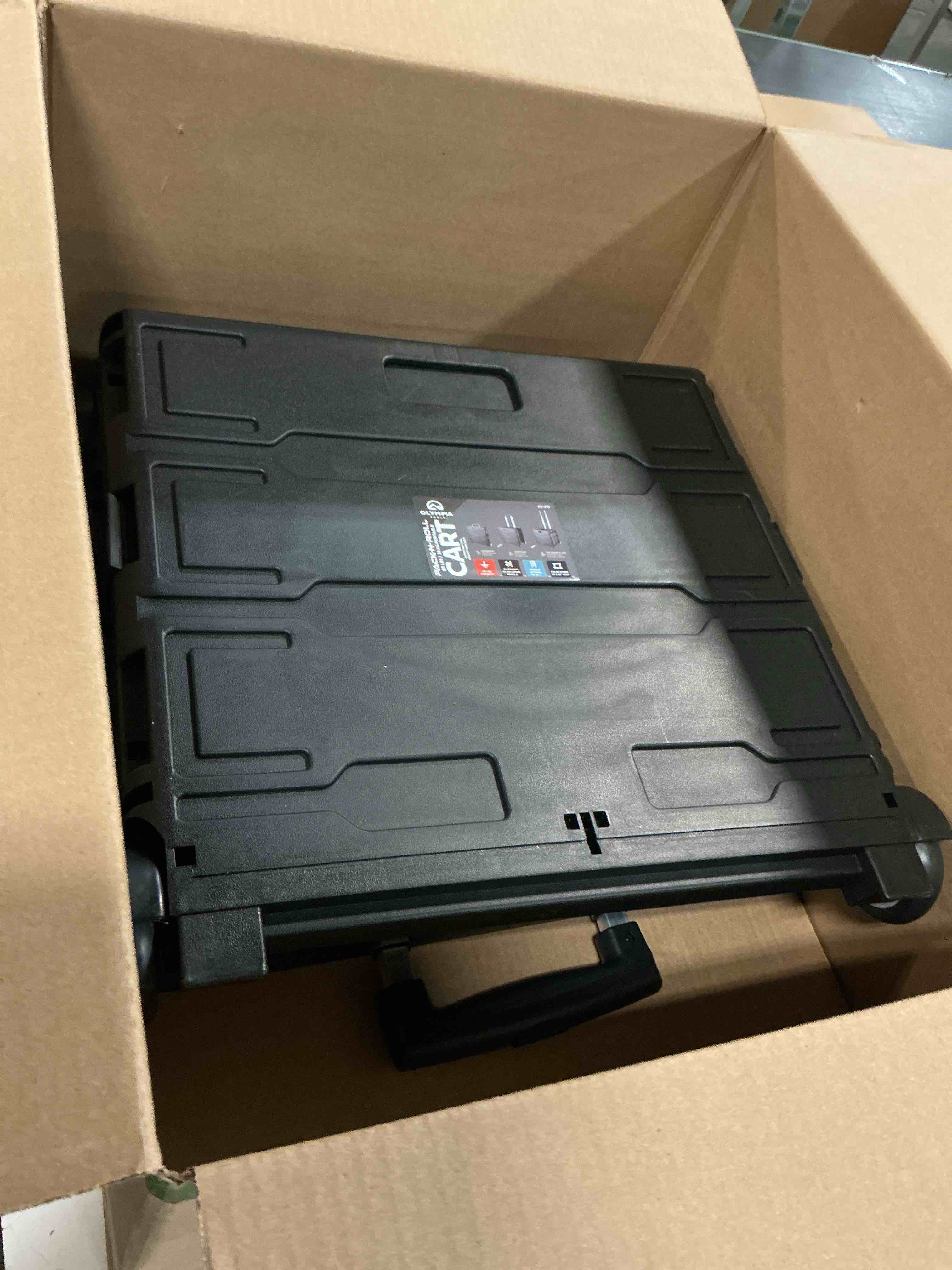 Condition photo showing As Is for Olympia Tools 85-010 Grand Pack-N-Roll Portable Tools Carrier with Telescopic Handle, 80 Lb. Load Capacity, Black