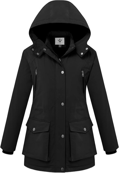 wenven women's waterproof winter coats warm thicken puffer jackets with detachable hood  size m 