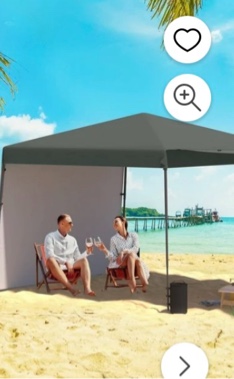 Erommy 10'x10' Pop Up Canopy Tent with 2 Convertible Sidewalls, Easy up Canopy for Beach,Camping,Gray
