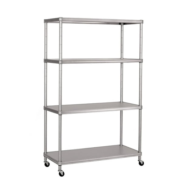 home 4-tier steel shelving with shelf liners, 36" w x 14" d x 56.5" h