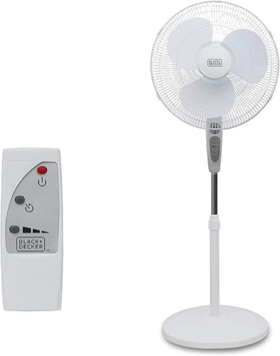 BLACK+DECKER BFSR18W 18  Stand Fan with Remote Control  White