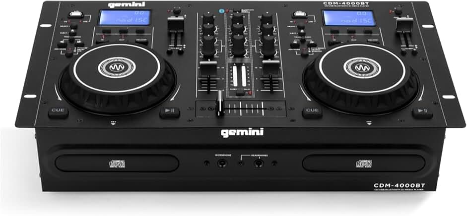 Gemini - CDM-4000BT: Dual CD/USB Media Player with Bluetooth - Black