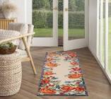 nourison 2’2” x 7’6” flora rose garden indoor/outdoor area rug